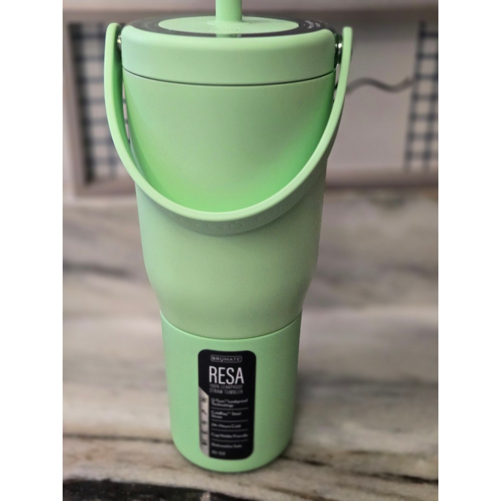 BruMate Resa 35oz Leakproof Straw Tumbler Kiwi Green Stainless Steel Travel Mug